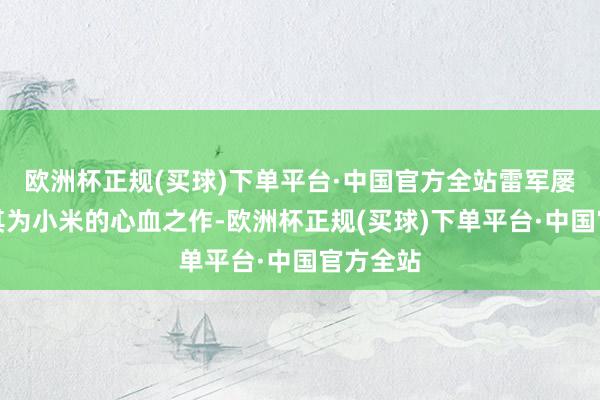 欧洲杯正规(买球)下单平台·中国官方全站雷军屡次强调其为小米的心血之作-欧洲杯正规(买球)下单平台·中国官方全站