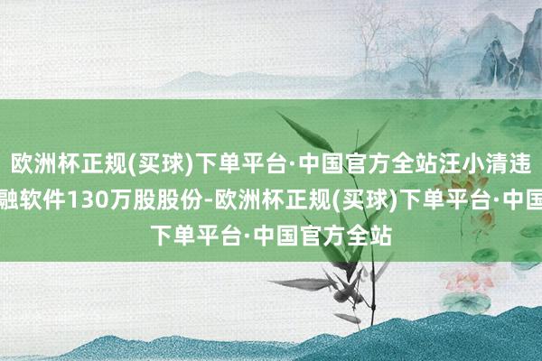 欧洲杯正规(买球)下单平台·中国官方全站汪小清违章减捏艾融软件130万股股份-欧洲杯正规(买球)下单平台·中国官方全站