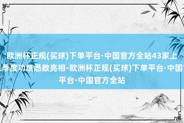 欧洲杯正规(买球)下单平台·中国官方全站43家上市券商三季度功绩悉数亮相-欧洲杯正规(买球)下单平台·中国官方全站