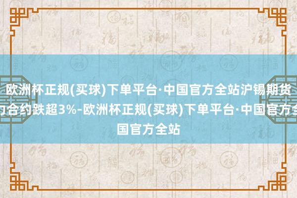 欧洲杯正规(买球)下单平台·中国官方全站沪锡期货主力合约跌超3%-欧洲杯正规(买球)下单平台·中国官方全站