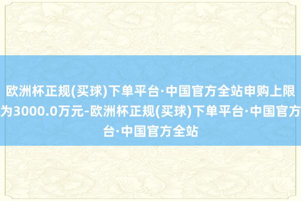 欧洲杯正规(买球)下单平台·中国官方全站申购上限金额为3000.0万元-欧洲杯正规(买球)下单平台·中国官方全站