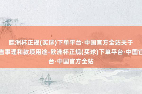 欧洲杯正规(买球)下单平台·中国官方全站　　关于这次出售事理和款项用途-欧洲杯正规(买球)下单平台·中国官方全站